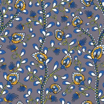 Floral paisley seamless pattern in oriental style. Ethnic Mehendi print Stock Illustration