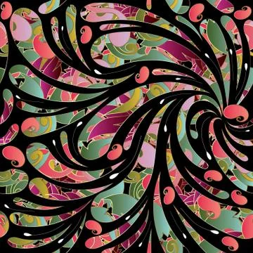 Floral paisley seamless pattern. Vector colorful vintage background Stock Illustration