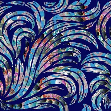 Floral  paisley seamless pattern. Vector blue background wallpaper illustrati Stock Illustration