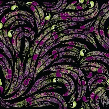 Floral  paisley seamless pattern. Vector black background wallpaper Illustrazione stock