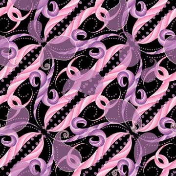 Floral Paisley seamless pattern. Vector ornamental background in black pink v Illustrazione stock