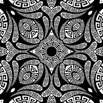 Floral Paisley vector seamless pattern. Ornamental greek ethnic style background Stock Illustration