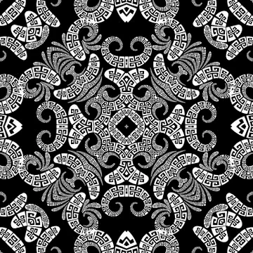 Floral Paisley vector seamless pattern. Ornamental greek ethnic style modern Stock Illustration
