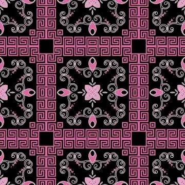Floral Paisley vector seamless pattern. Abstract geometric background. Greek Stock Illustration