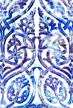 Floral pattern with ancient and oriental elements. Computer collage Illustrazione stock