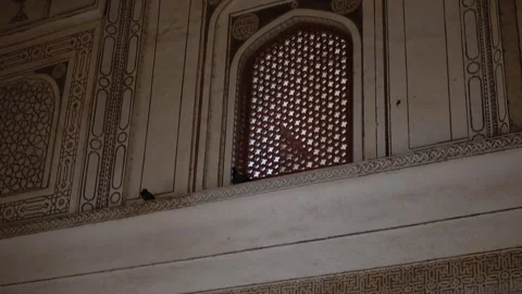 The floral pattern and beautiful latticed window, Rahim's tomb, New Delhi Stock Footage 255115419
