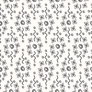 Floral pattern and wavy lines for use in textiles Stock Illustration