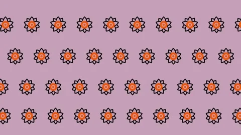 Floral Pattern Animation - Seamless Looping Background with Orange Flowers. Stock Footage 325379750