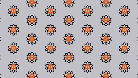Floral Pattern Animation - Seamless Looping Background with Orange Flowers. Stock Footage 325379782
