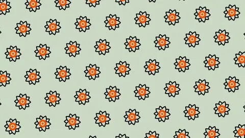 Floral Pattern Animation - Seamless Looping Background with Orange Flowers. Video stock 325379882