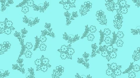 Floral Pattern Background - Delicate Botanical Design in Light Blue. Stock Footage 321856385