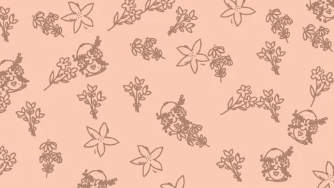Floral Pattern Background with Delicate Flower Illustrations and Soft Peach.. Stock Footage 319217888
