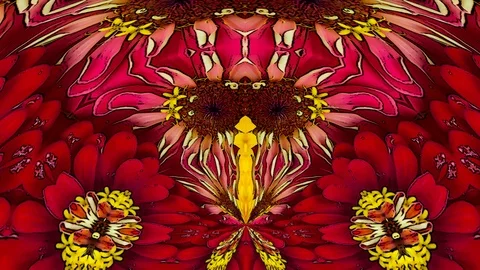 Floral pattern background designed with colorful red and purple zinnia flowers Stock Footage 124301794