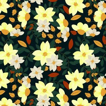 Floral pattern background with flower and leaves. Stock Illustration