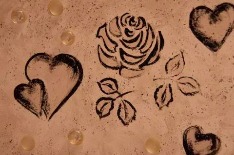 Floral pattern for background, grainy texture, flower drawing Foto stock