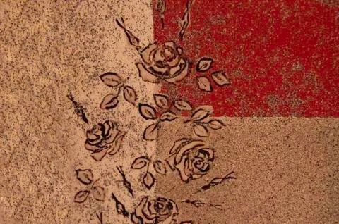 Floral pattern for background, grainy texture, flower drawing Stock Photos