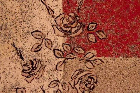 Floral pattern for background, grainy texture, flower drawing 写真素材