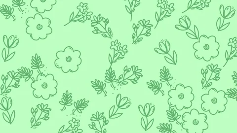 Floral Pattern Background - Green Flowers and Leaves Design. Stock Footage 321856371