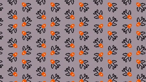 Floral Pattern Background with Orange Accents and Dark Outlines. Video stock 325402940