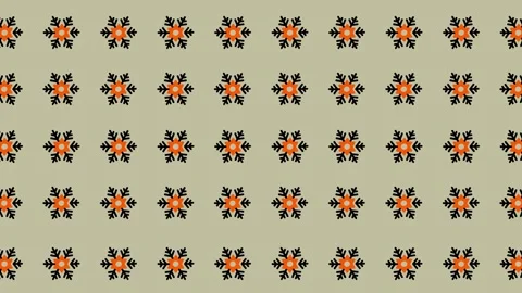 Floral Pattern Background with Orange and Black Flowers. Stock Footage 325380115
