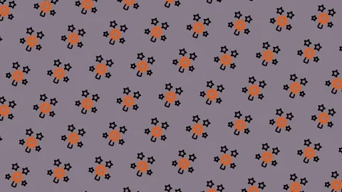 Floral Pattern Background with Orange and Black Flowers. Stock Footage 325380127