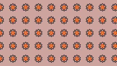 Floral Pattern Background with Orange Flowers and Brown Background. Stock Footage 325380180