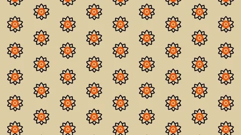 Floral Pattern Background with Orange Flowers and Beige Backdrop. Stock Footage 325380181