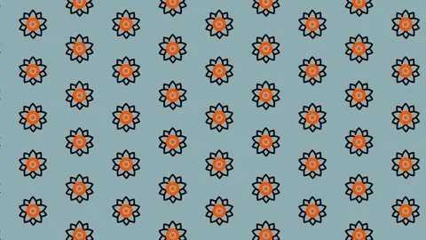 Floral Pattern Background with Orange Flowers and Blue Backdrop. Stock Footage 325380228
