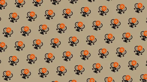 Floral Pattern Background with Orange Flowers and Dark Accents. Stock Footage 325380264