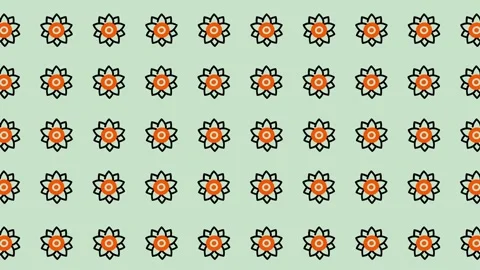 Floral Pattern Background with Orange Flowers and Green Backdrop. Stock Footage 325380275