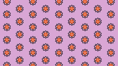 Floral Pattern Background with Orange Flowers on Purple. Stock Footage 325380280