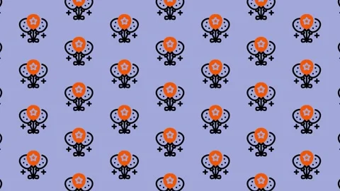 Floral Pattern Background - Repeating Orange and Black Design. Stock Footage 325380033