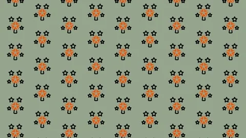 Floral Pattern Background with Stars and Orange Accents. Stock Footage 325380356
