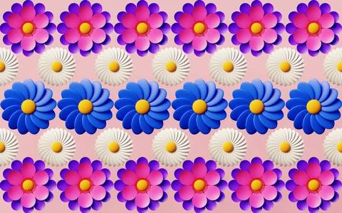 Floral pattern background with various types of flowers with homogeneous and  Stock Illustration