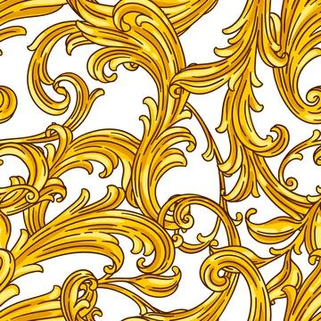 Floral pattern in baroque style. Decorative curling plant. Illustrazione stock