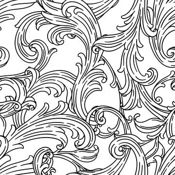 Floral pattern in baroque style. Decorative curling plant. Illustrazione stock