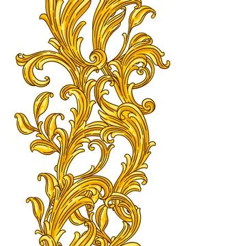 Floral pattern in baroque style. Decorative curling plant. 스톡 일러스트