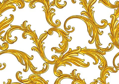 Floral pattern in baroque style. Decorative curling plant. Stockillustratie
