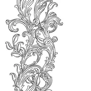 Floral pattern in baroque style. Decorative curling plant. 스톡 일러스트