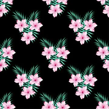 Floral pattern on black Stock Illustration