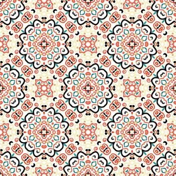 Floral Pattern Blue Brown Curve Elements Illustrazione stock