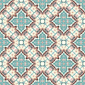 Floral Pattern Blue Brown Curve Elements Stock Illustration