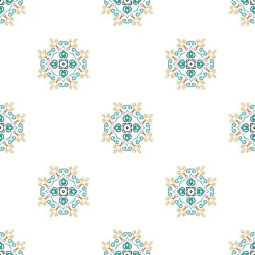 Floral Pattern Blue Brown Curve Elements Stock Illustration