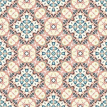 Floral Pattern Blue Brown Curve Elements Stock Illustration