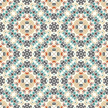 Floral Pattern Blue Brown Flower Weave Curves Illustrazione stock