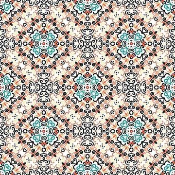Floral Pattern Blue Brown Flower Weave Elements Stock Illustration