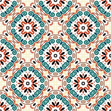 Floral Pattern Blue Brown Weave Elements Stock Illustration