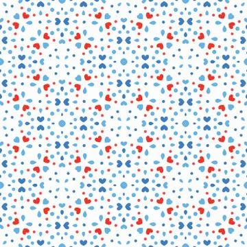 Floral Pattern Blue Red Boho Dots Illustrazione stock