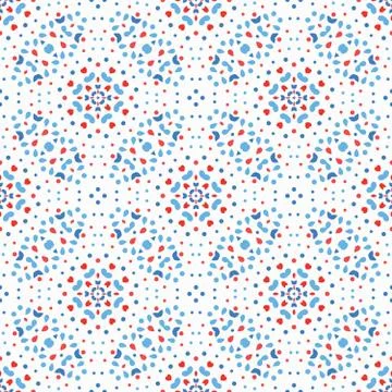 Floral Pattern Blue Red Boho Stock Illustration