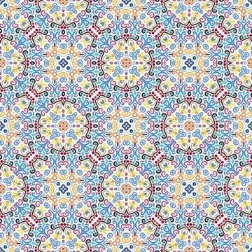 Floral Pattern Blue Yellow Weave Elements Stock Illustration